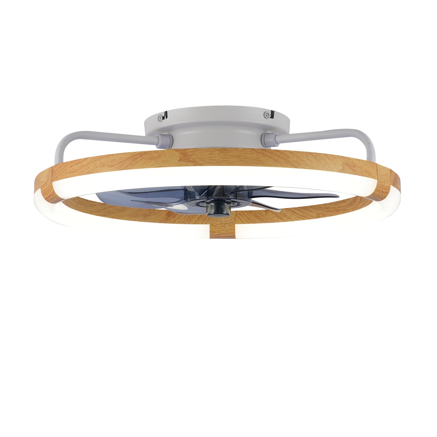 20" Matte White & Wood Ceiling Fan with Dimmable LED - view 21