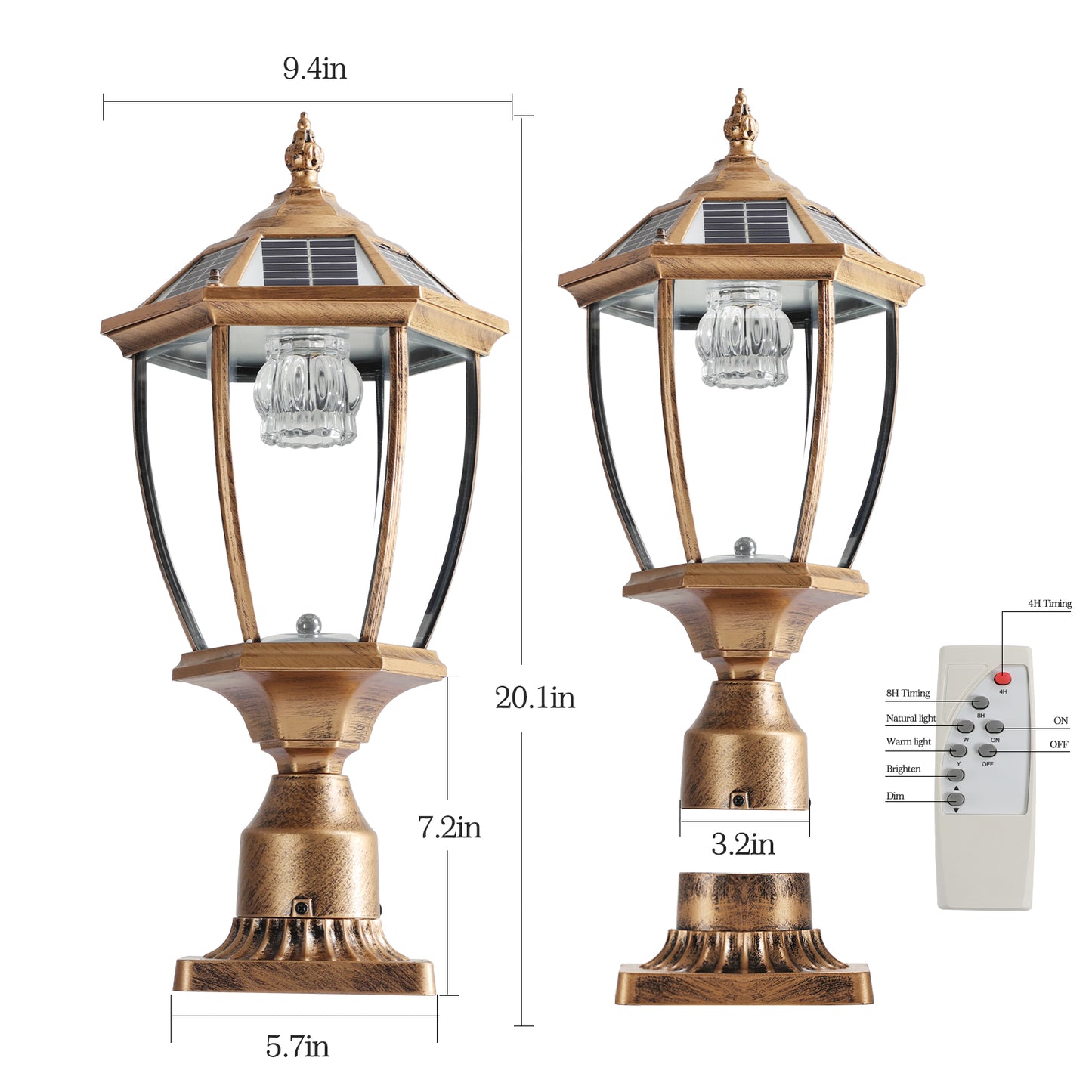 20"H Golden Vintage Solar Outdoor Lantern, Set of 2 - view 13