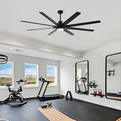 84" Matte Black Plywood Ceiling Fan with Dimmable LED - view 12