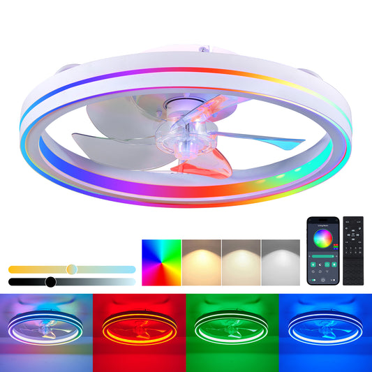 19" White Bladeless Fandelier with Dimmable LED
