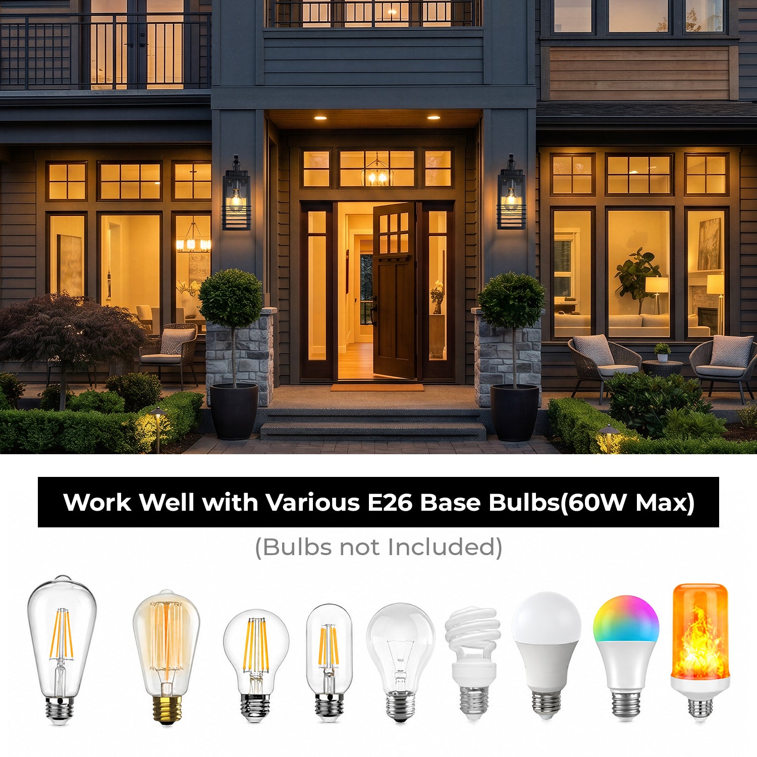14.6" Matte Black Outdoor Wall Lantern with Glass Shade - view 6