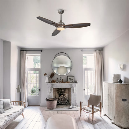 52" Nickel & Wood Reversible Ceiling Fan with Light - view 3