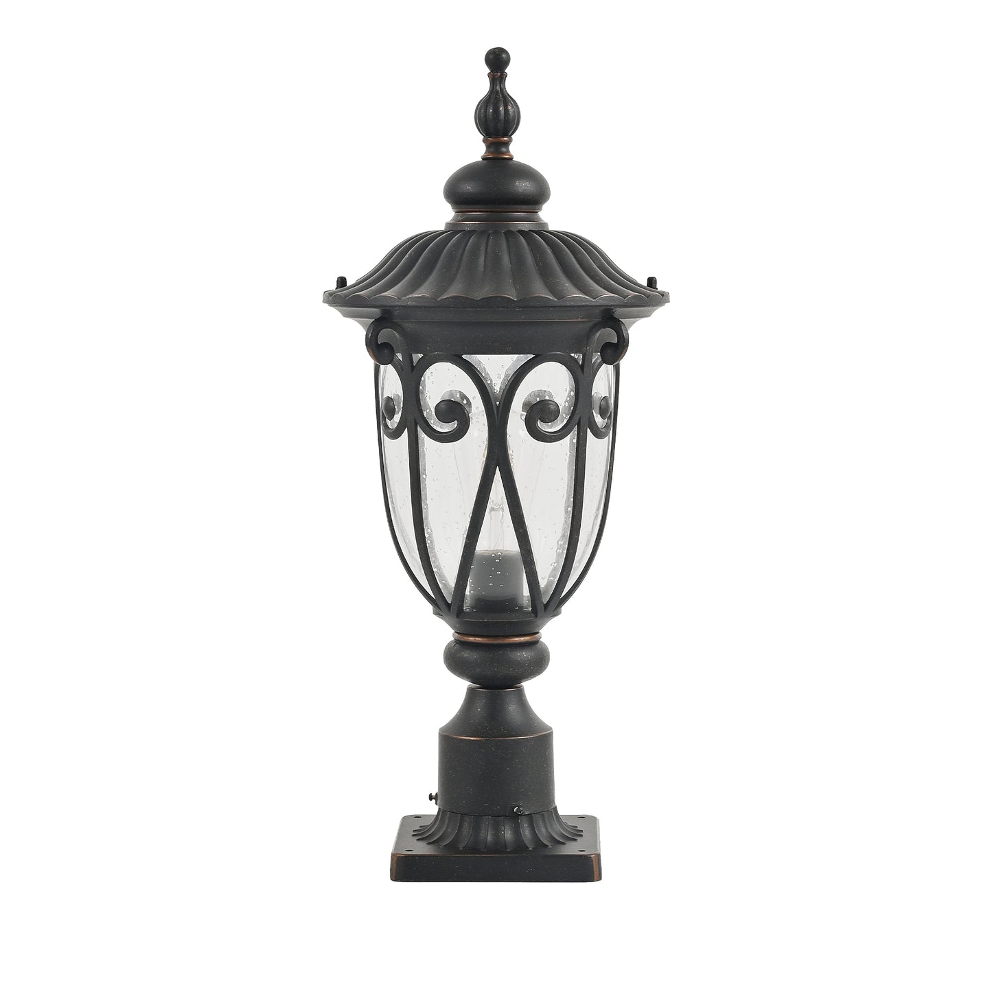 24"H Vintage Black Outdoor Post Light with Bubble Glass - view 11
