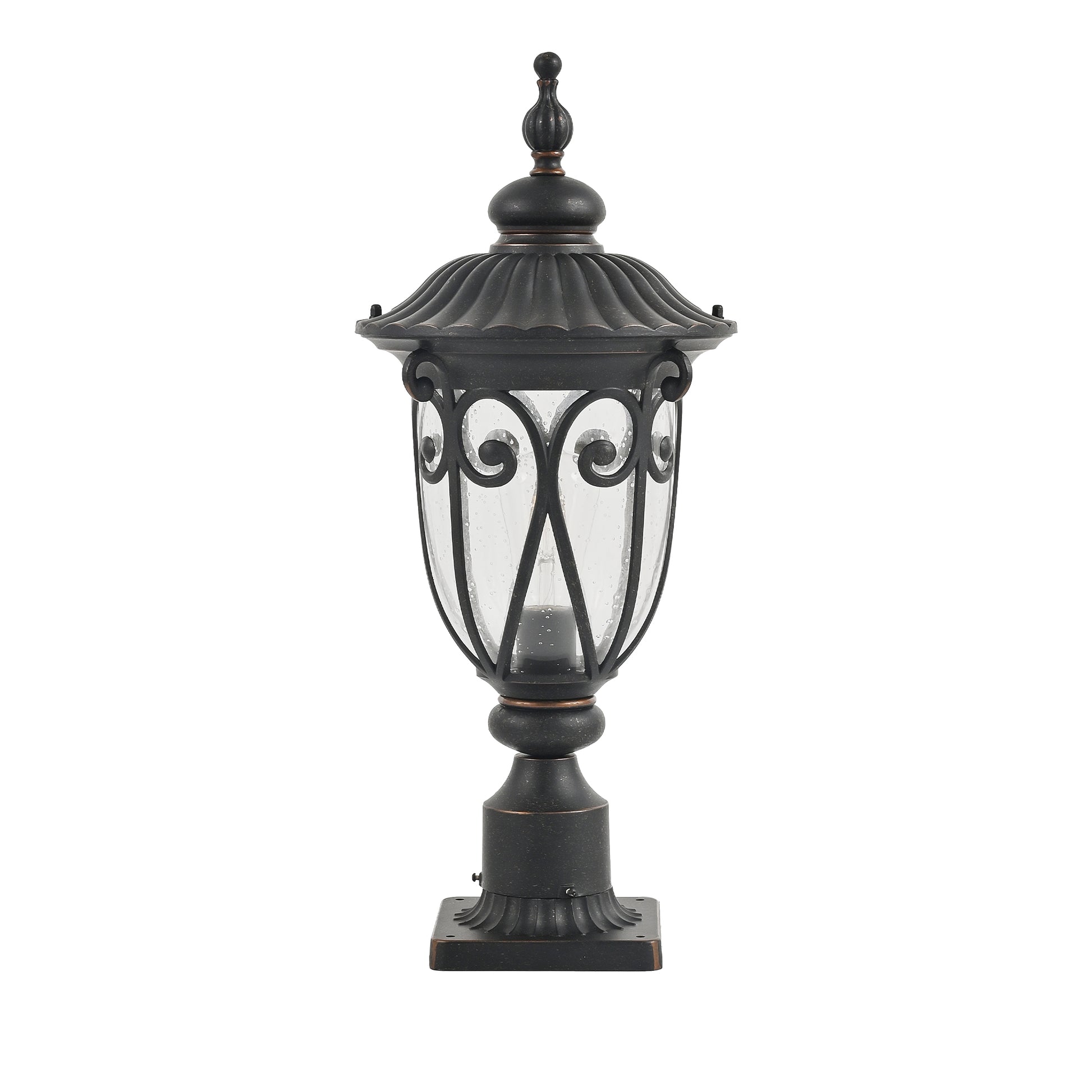 24"H Vintage Black Outdoor Post Light with Bubble Glass - view 11
