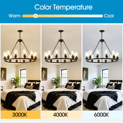 34.5" Black Wagon Wheel Farmhouse Chandelier, 12-Light - view 9