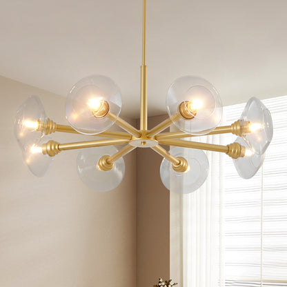 36" 8-Light Gold Sputnik Chandelier with Clear Glass - view 3