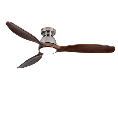 52" Walnut Solid Wood Flush Mount Ceiling Fan - view 16