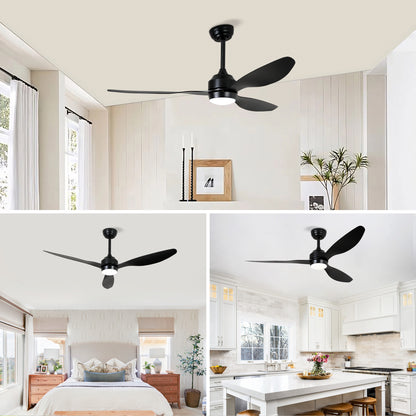 52" Matte Black 3-Blade Ceiling Fan with Light - view 8