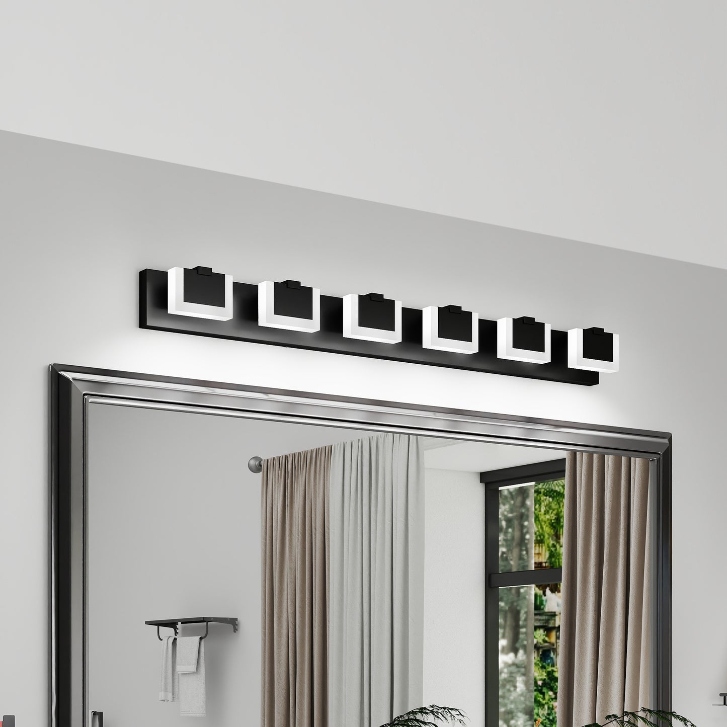 6-Light Matte Black Acrylic LED Vanity Light - view 3