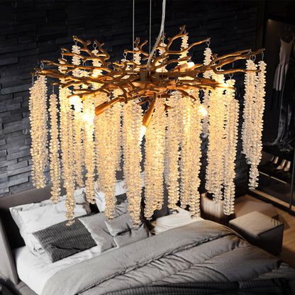 24" Gold Cascading Crystal Pendant Light - view 4