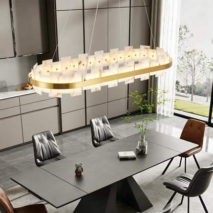 46.8" Gold Alabaster Rectangle Chandelier - view 2
