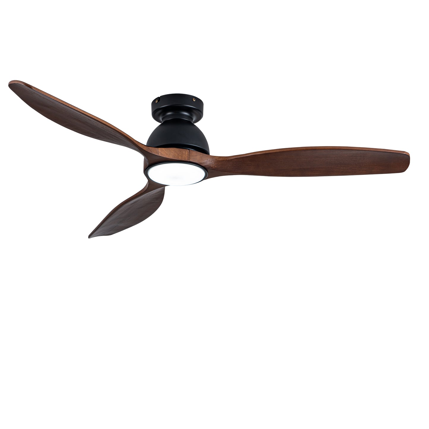 52" Matte Black Flush Mount Wood Ceiling Fan with Remote - view 18