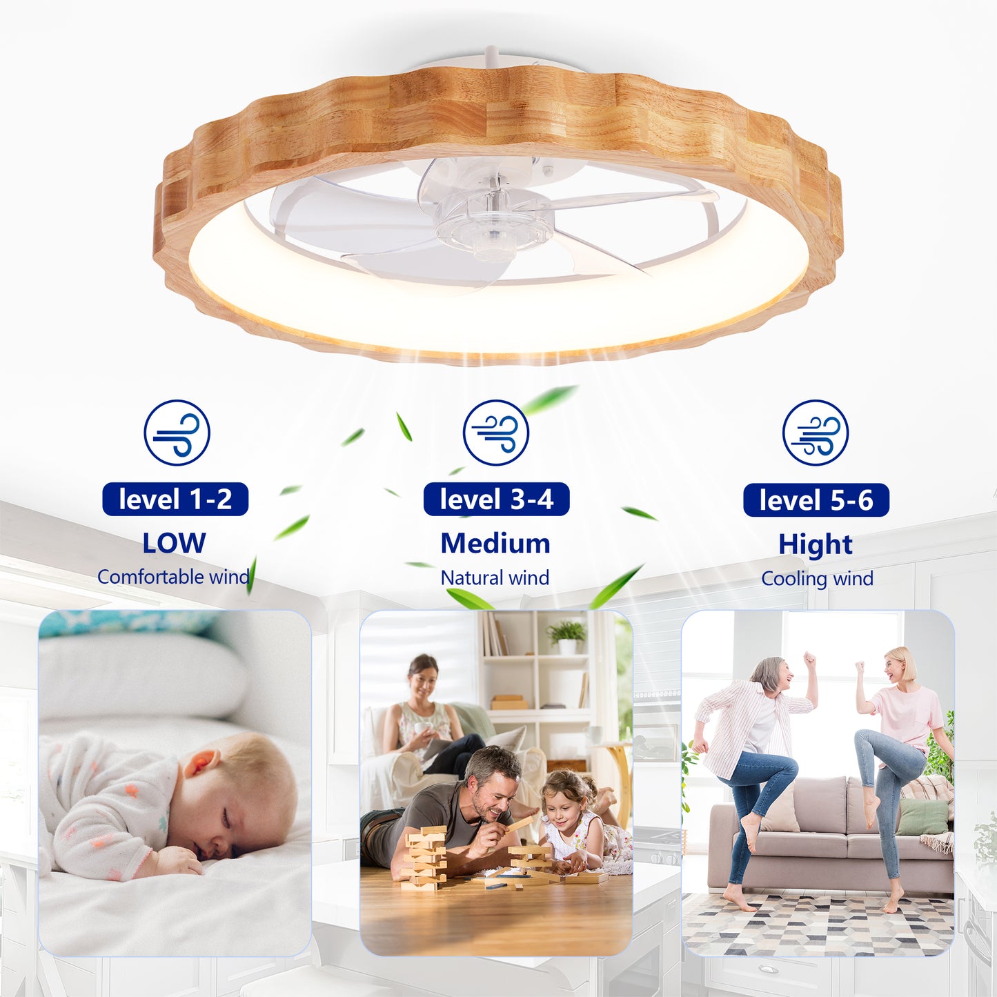 20" Plum Blossom Flush Mount Ceiling Fan with Dimmable LED - view 11