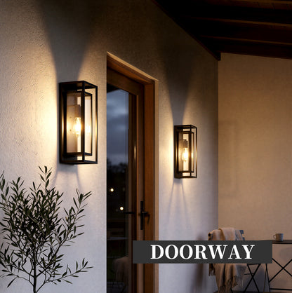 18" Black Outdoor Wall Lantern with Clear Glass, Set of 2 - view 3