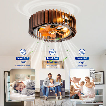 20" Walnut Flush Mount Ceiling Fan with Remote - view 13