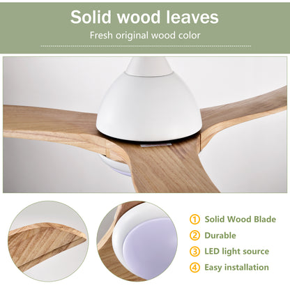 52" Matte White Solid Wood Ceiling Fan with Remote - view 15