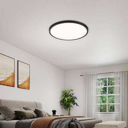16" Black Dimmable LED Flush Mount Ceiling Light, 4-Pack