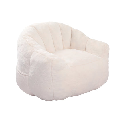 Faux Fur Bean Bag Chair with Armrests – White