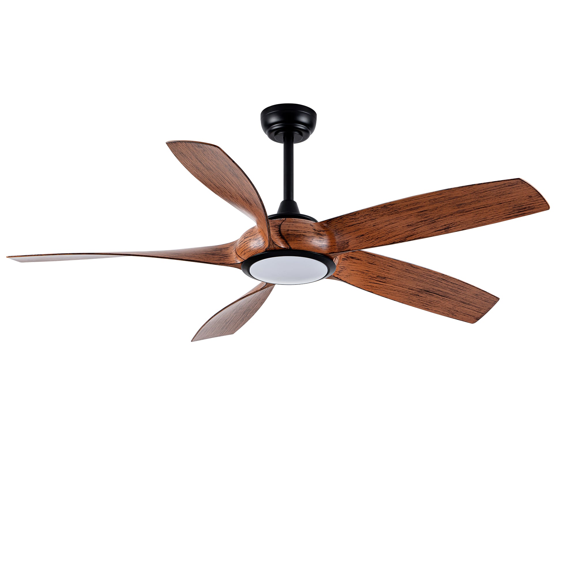 56" 5-Blade Matte Black & Wood Ceiling Fan with Remote - view 24