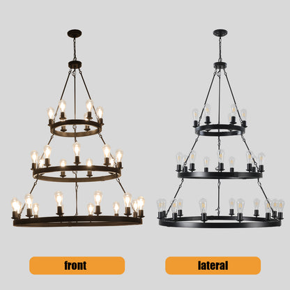 45" 3-Tier Black Industrial Pendant Light, 27-Light - view 7