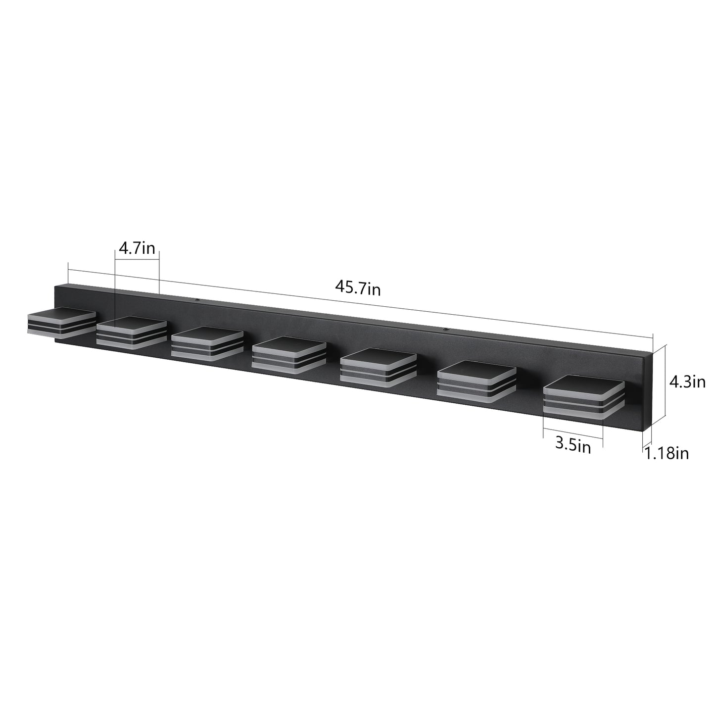 45" 7-Light Black LED Vanity Wall Light - view 13