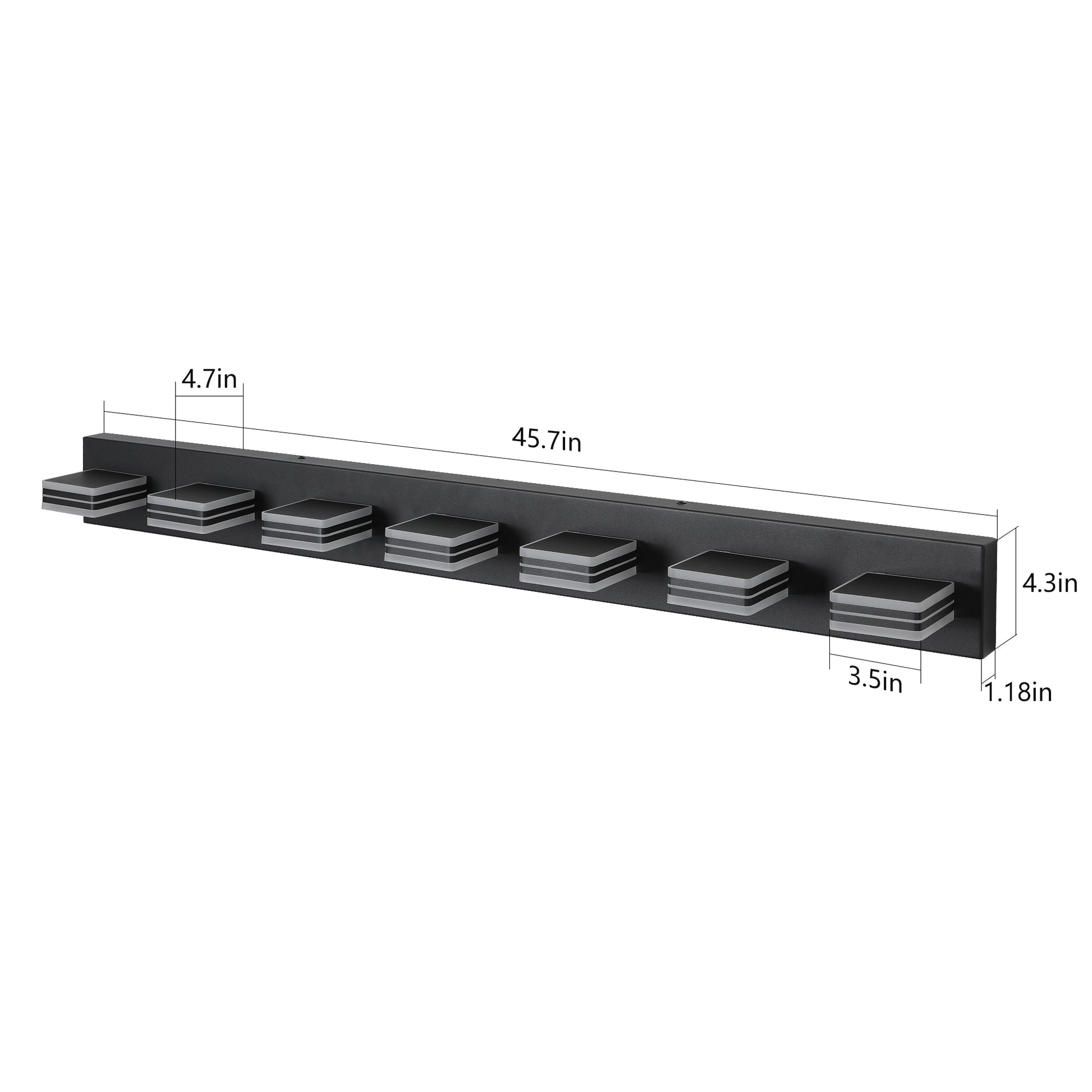45" 7-Light Black LED Vanity Wall Light - view 13