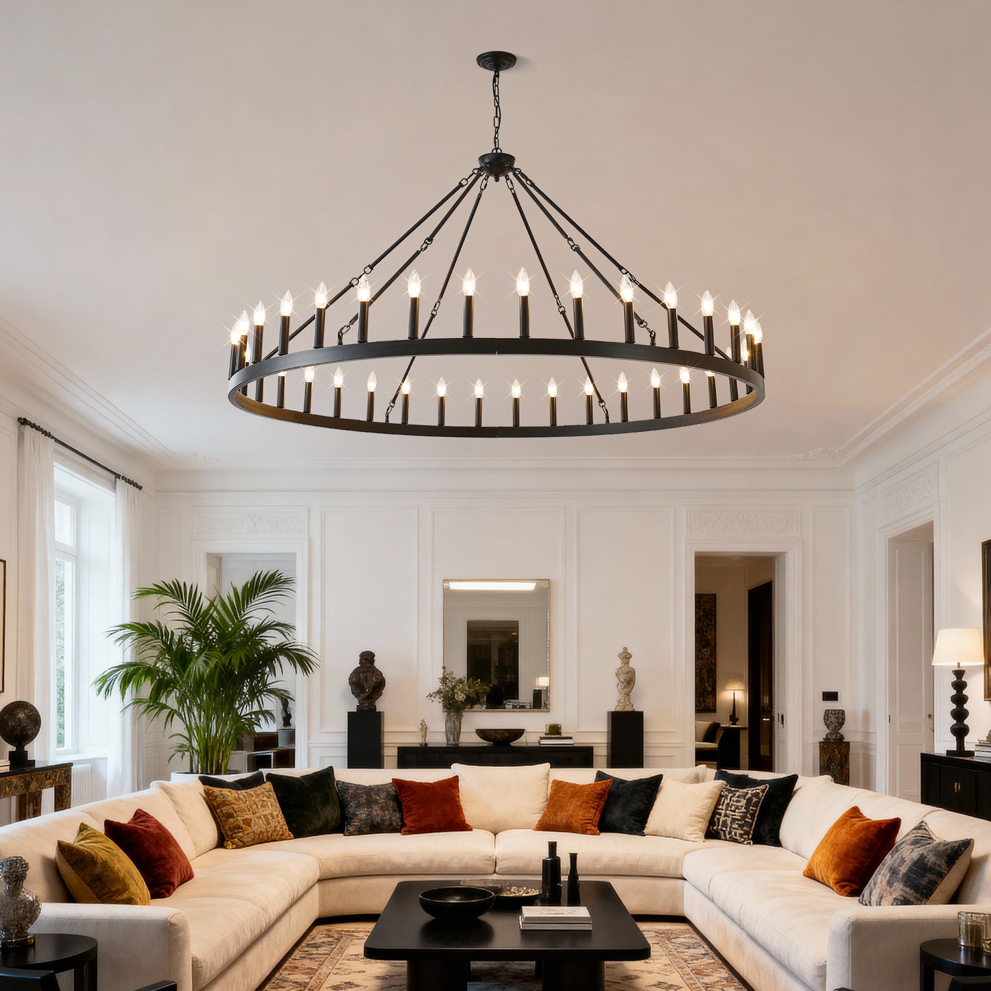 63.8" 36-Light Wagon Wheel Farmhouse Chandelier - view 6