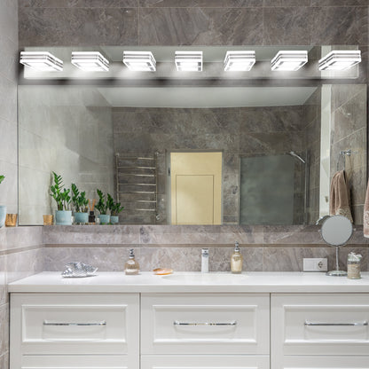 45" 7-Light Chrome LED Vanity Light with Acrylic Shades - view 3