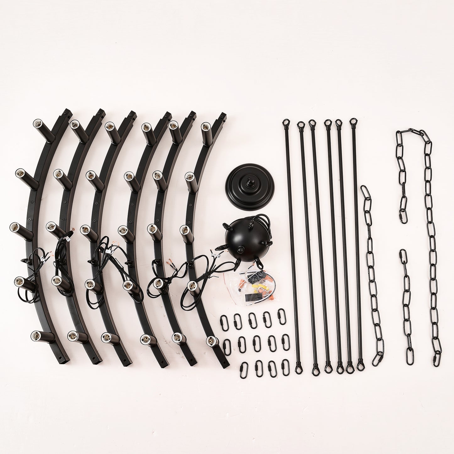 53.15" Matte Black Wagon Wheel Chandelier, 30-Light - view 11