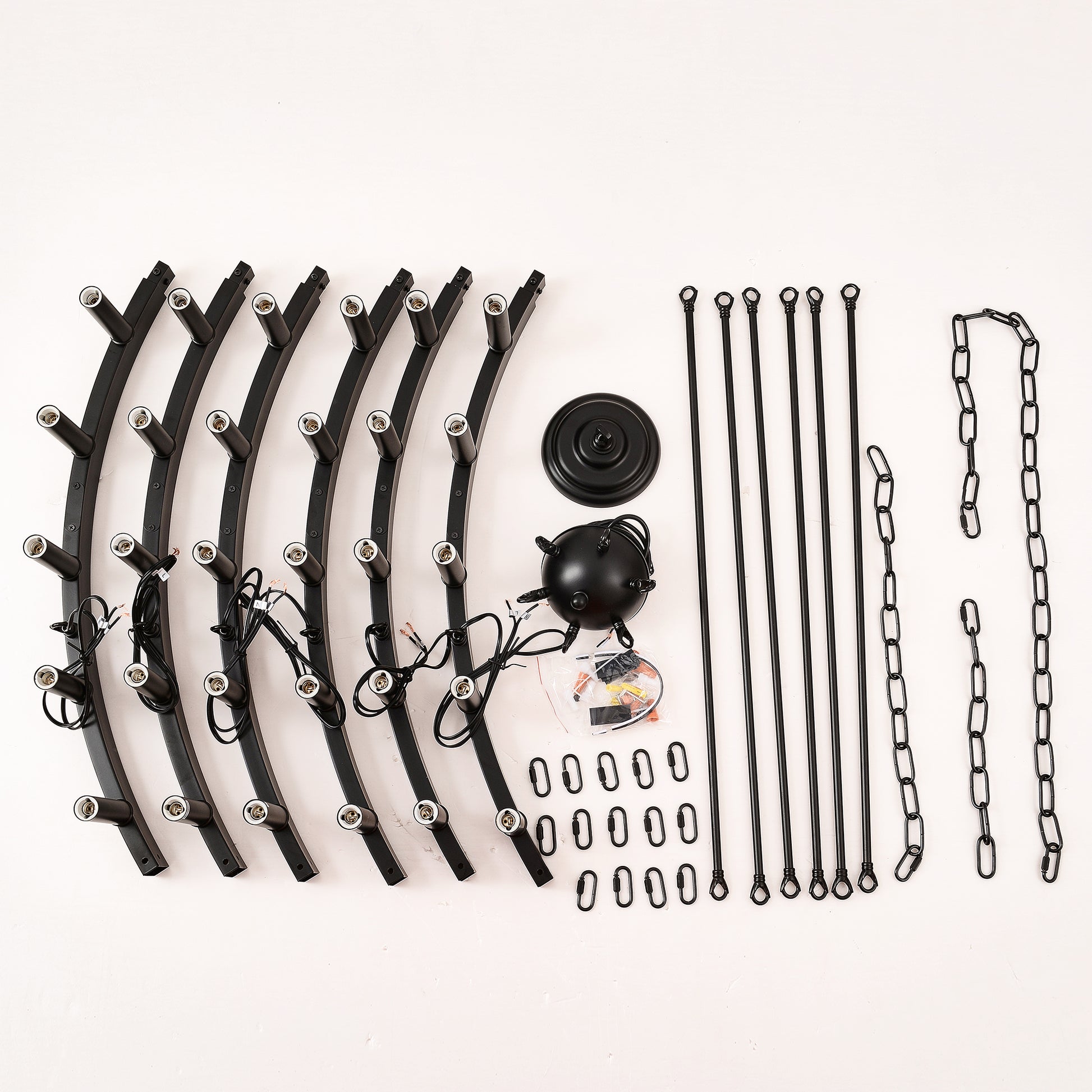 53.15" Matte Black Wagon Wheel Chandelier, 30-Light - view 11