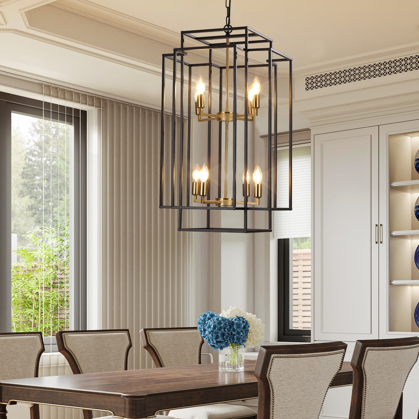 18" 8-Light Black & Gold Geometric Chandelier - view 5
