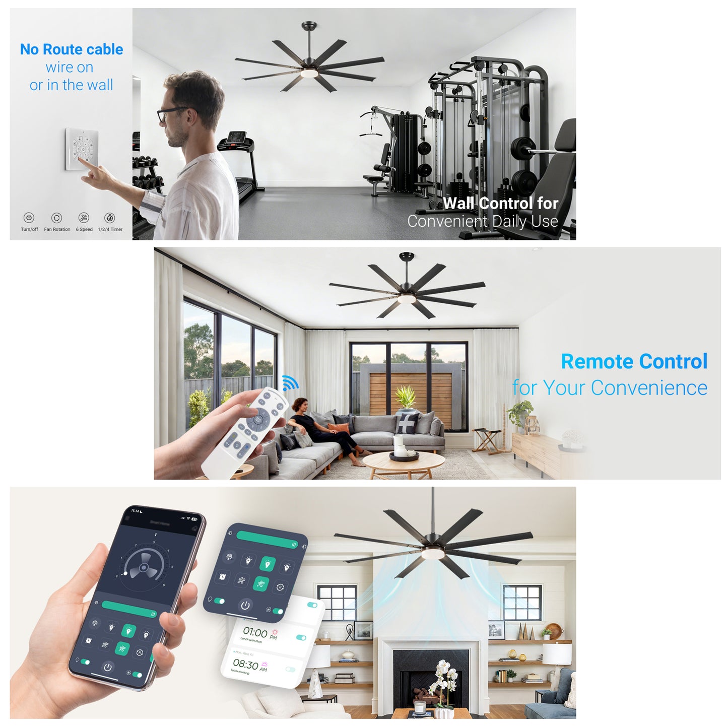 72" Black Industrial Ceiling Fan with Remote - view 11