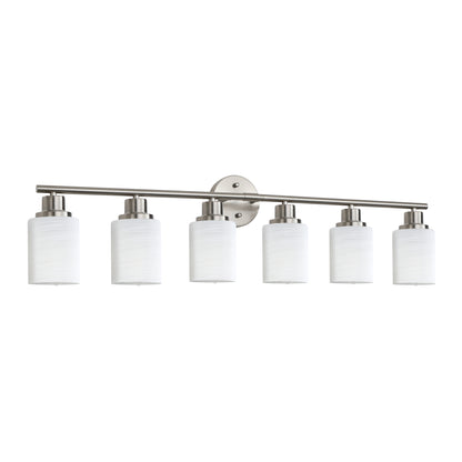 39" 6-Light Brushed Nickel Vanity Light with Frosted Glass - view 9