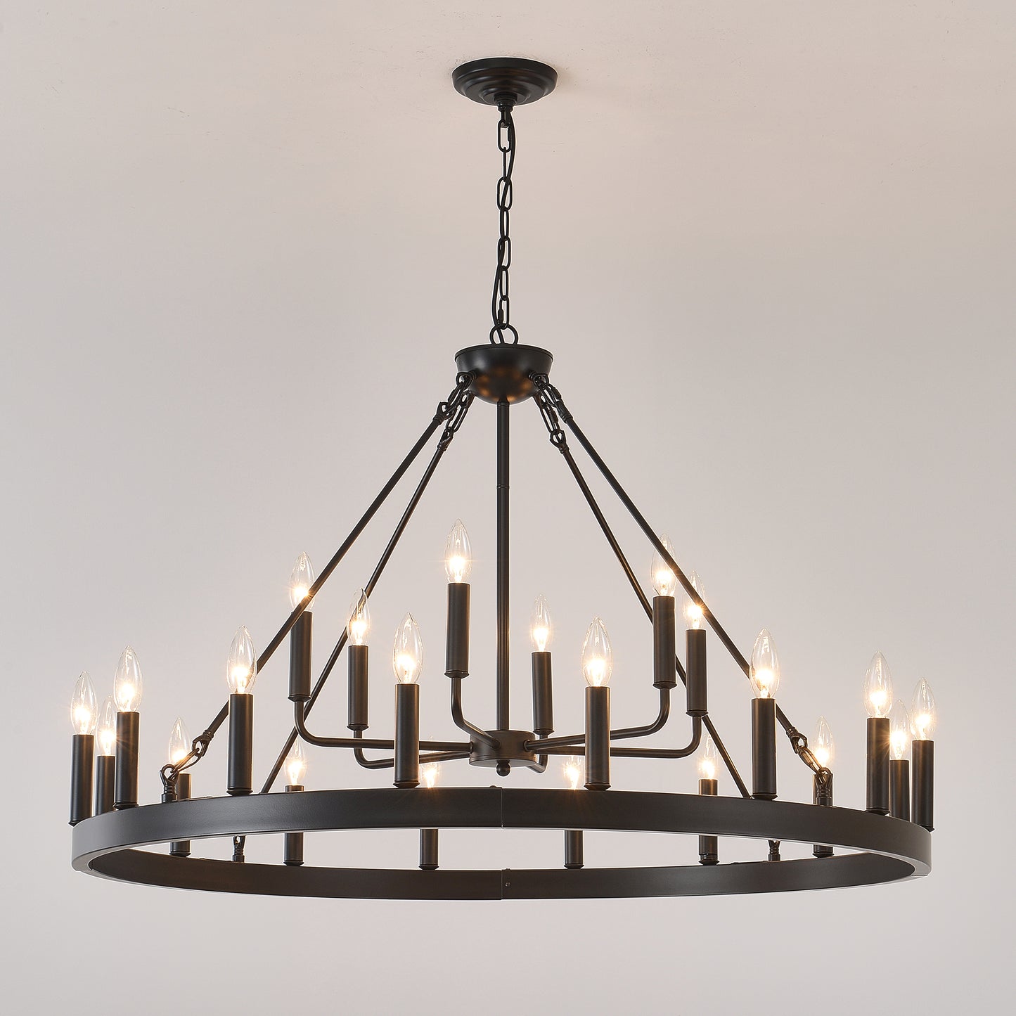 40" 2-Tier Wagon Wheel Farmhouse Chandelier, 22-Light - view 11