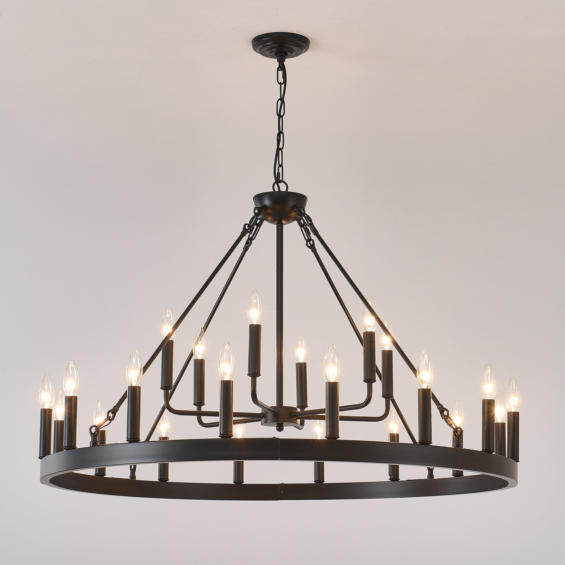 40" 2-Tier Wagon Wheel Farmhouse Chandelier, 22-Light - view 11