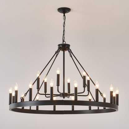 40" 2-Tier Wagon Wheel Farmhouse Chandelier, 22-Light - view 11