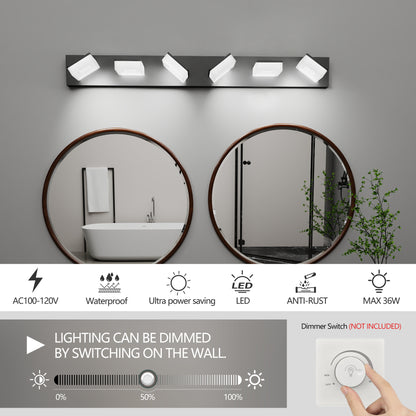 39" 6-Light Matte Black LED Acrylic Vanity Light - view 5