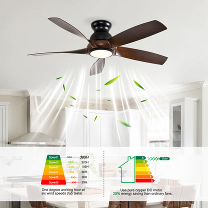 56" Matte Black & Wood Ceiling Fan with Remote - view 12