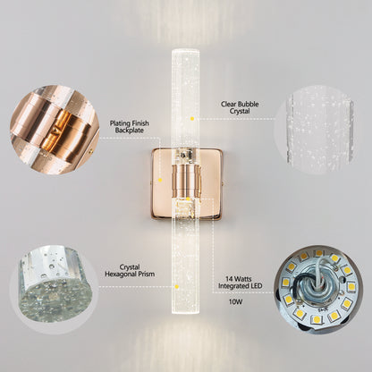 2-Light Gold Bubble Crystal Wall Light, 17"H - view 6