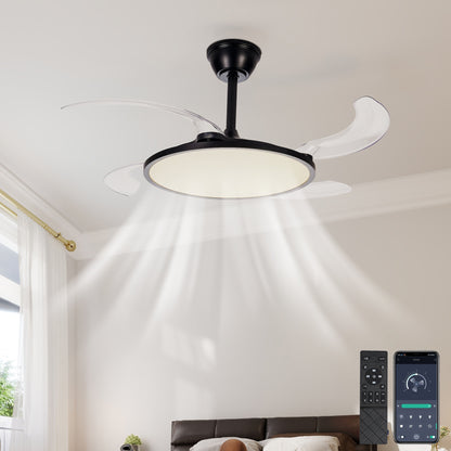 42" Black Low Profile Retractable Ceiling Fan with Remote - view 2