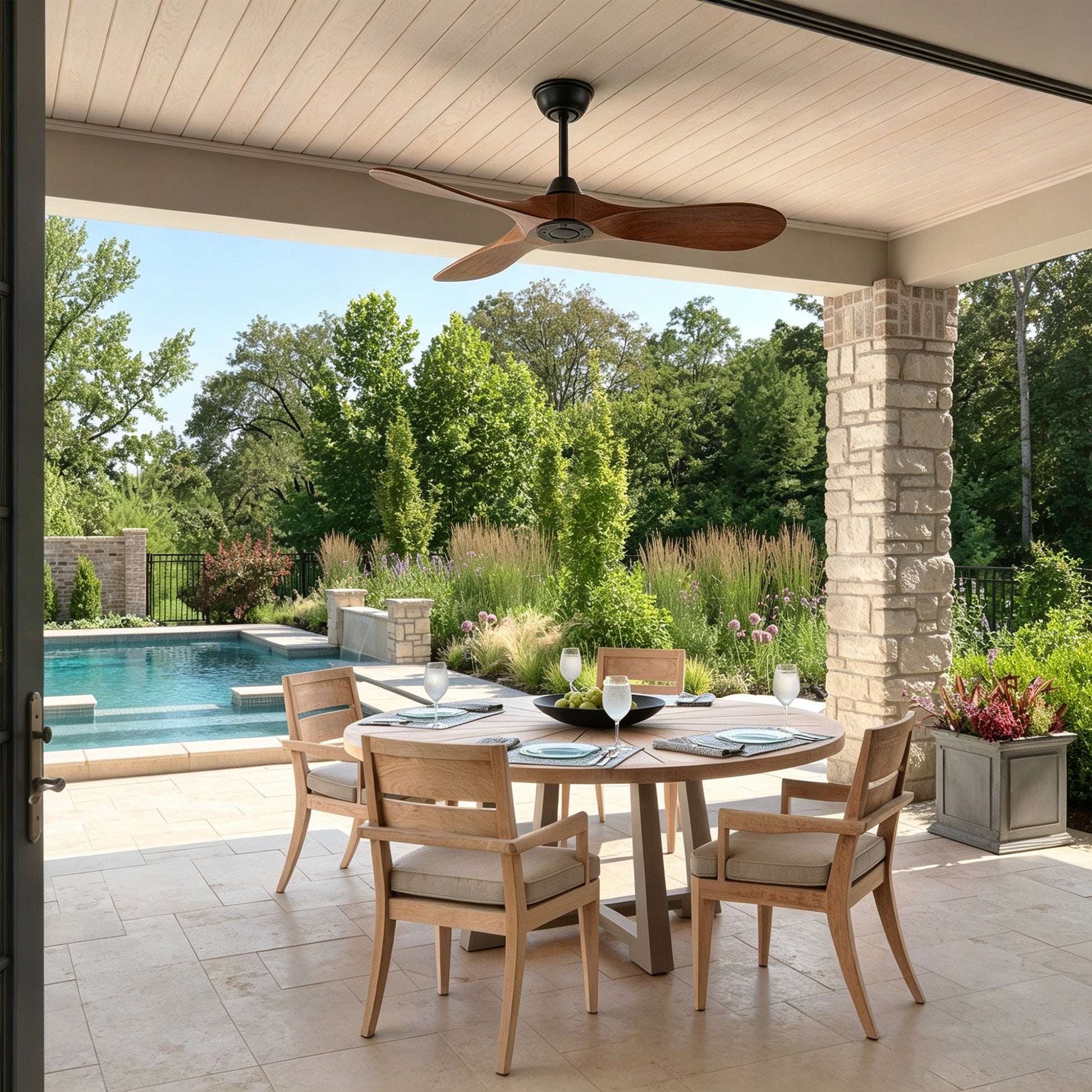 42" Matte Black Solid Wood Ceiling Fan with Remote - view 9