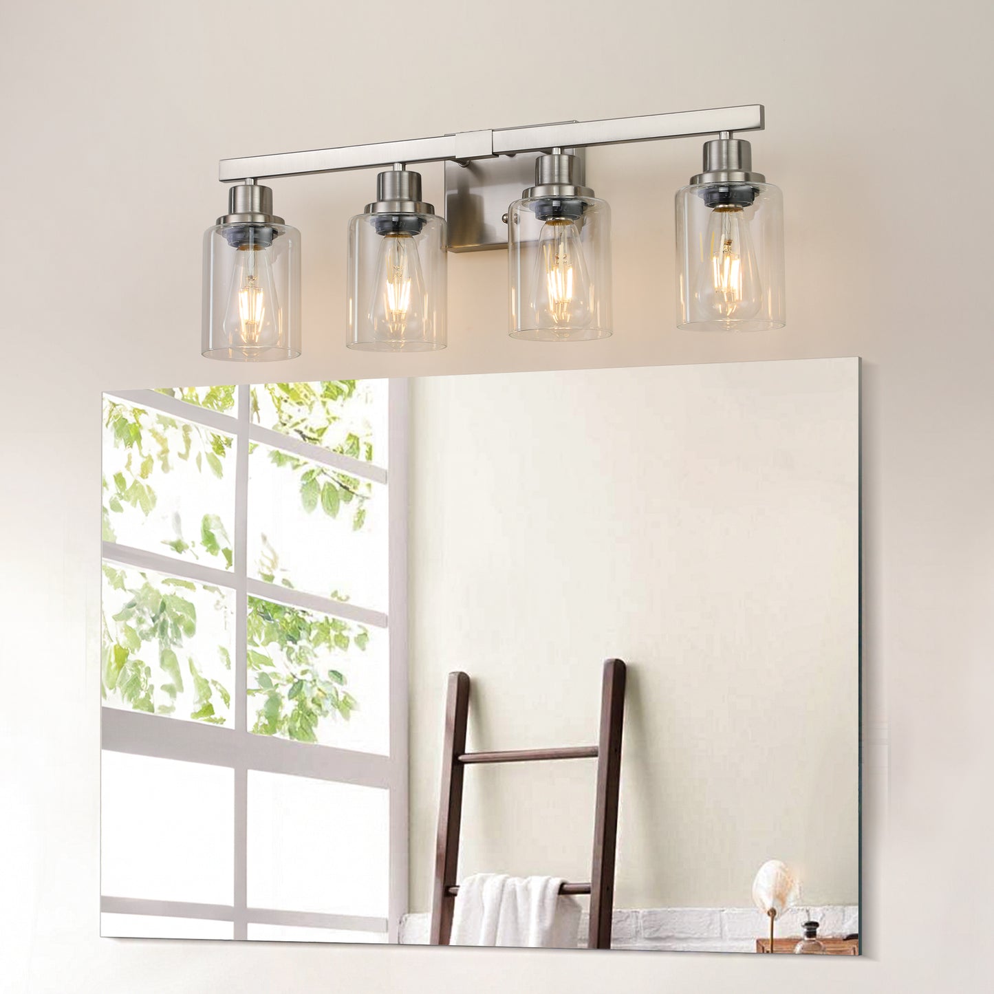 24" 4-Light Brushed Nickel Vanity Light with Clear Glass - view 3