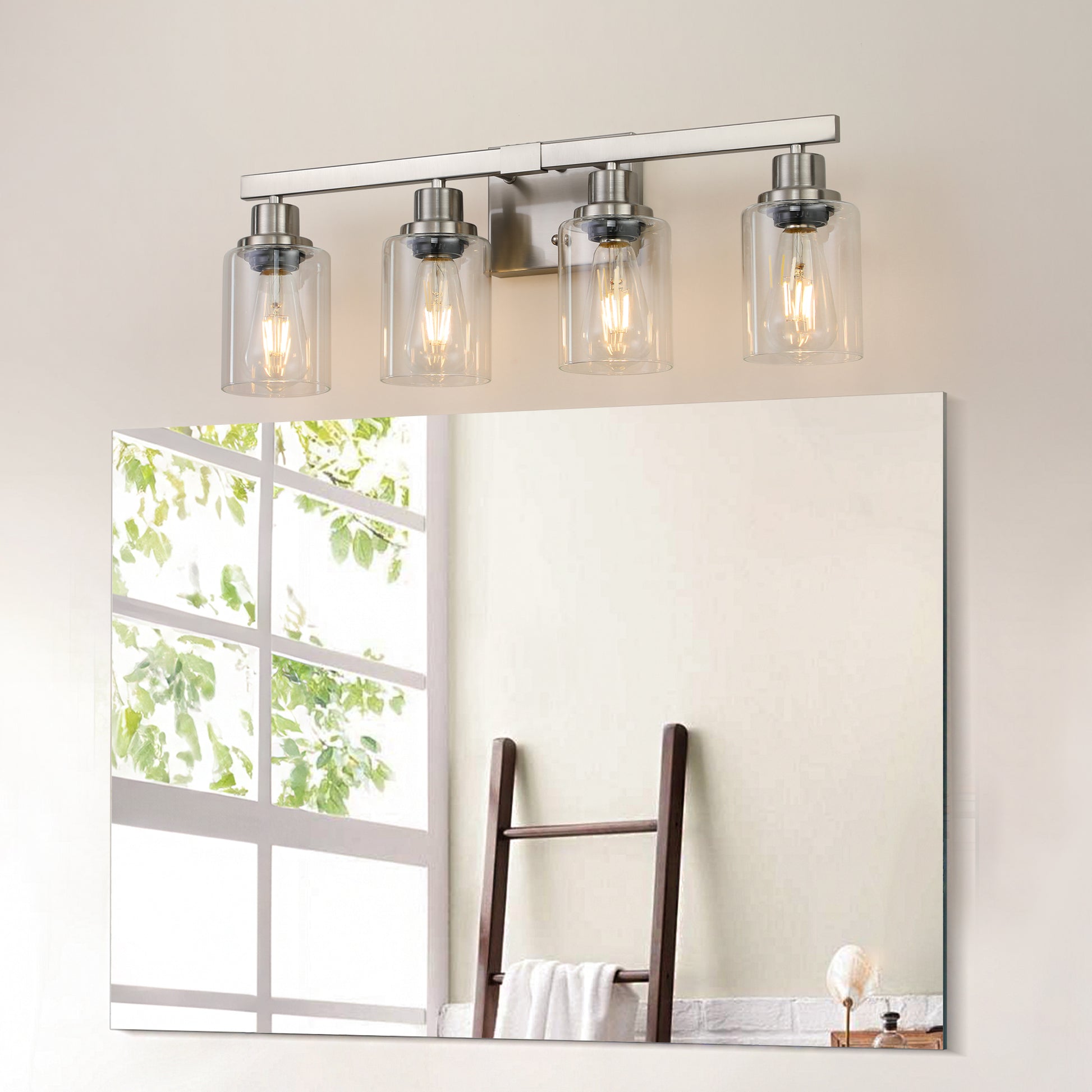 24" 4-Light Brushed Nickel Vanity Light with Clear Glass - view 3