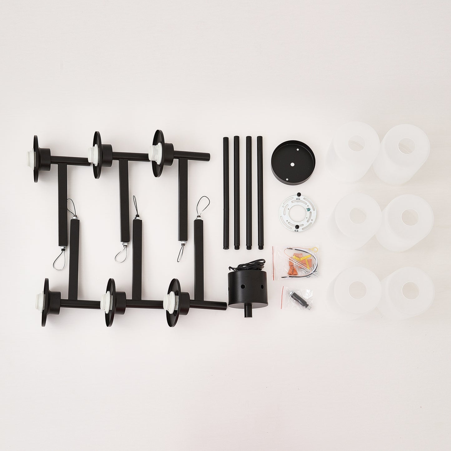 6-Light Black Farmhouse Chandelier with Frosted Glass - view 13