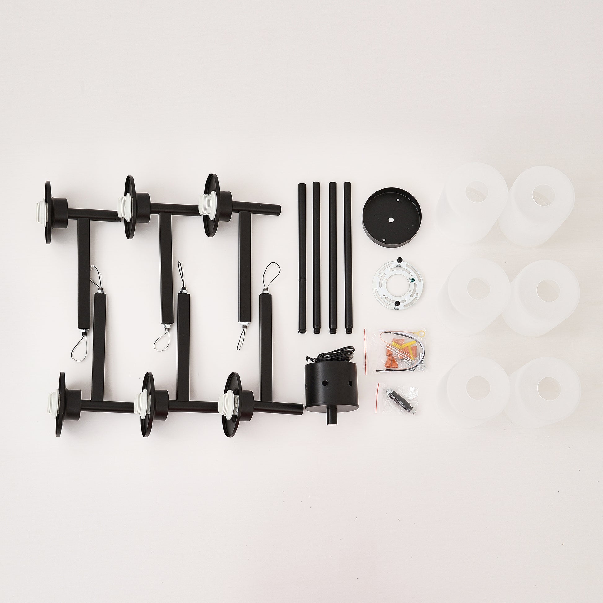 6-Light Black Farmhouse Chandelier with Frosted Glass - view 13