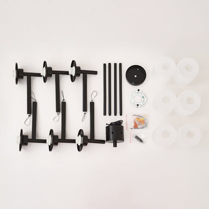 6-Light Black Farmhouse Chandelier with Frosted Glass - view 13