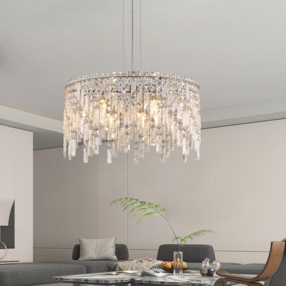 24" Modern Round Silver Crystal Chandelier - view 5