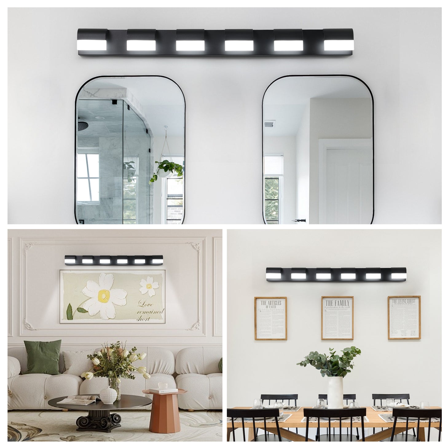 6-Light Black LED Vanity Wall Light - view 6
