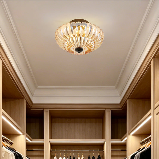 3-Light Black Semi Flush Ceiling Light with Amber Glass - view 2