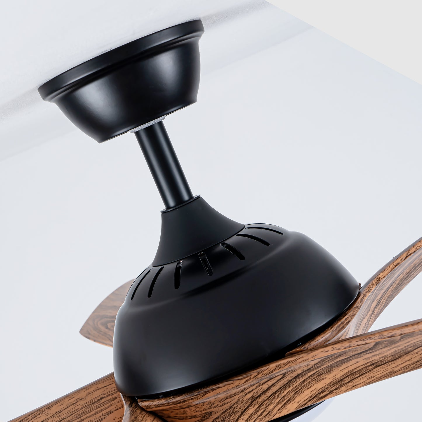 56" Matte Black & Wood Ceiling Fan with LED Light - view 13
